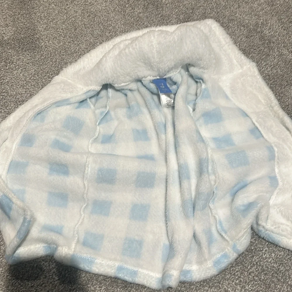 Max & Olivia Mini from‎ Macy’s plush plaid bear ears robe 12-24 months NWOT